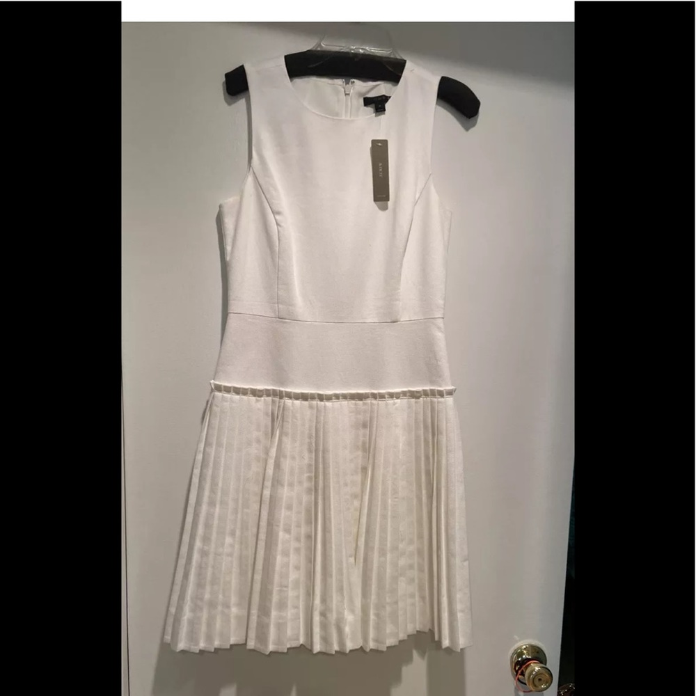 NWT white pique cotton dress with pleated skirt